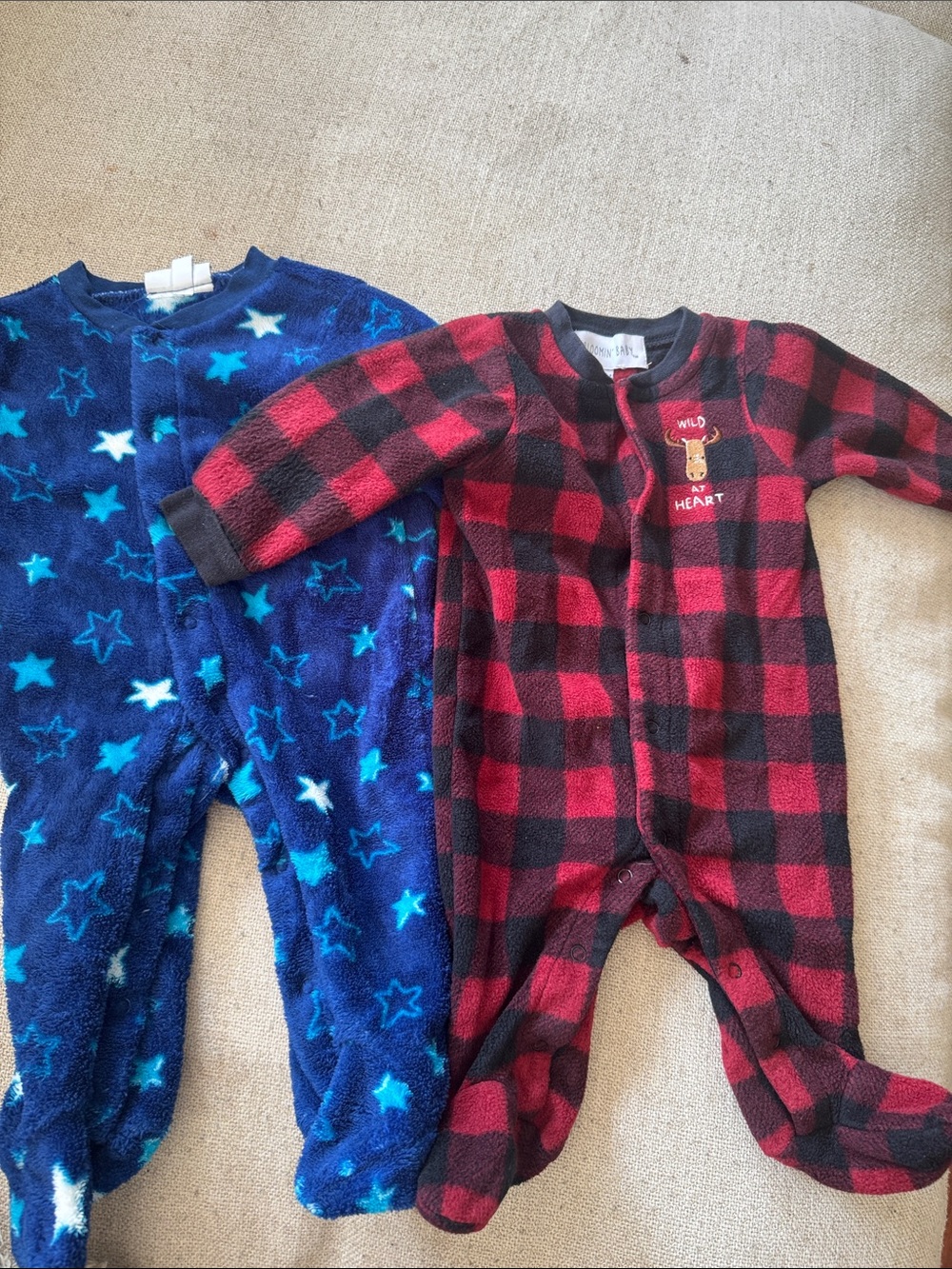 Red & Black Buffalo Plaid  and Blue Star One-Piece Set of 2